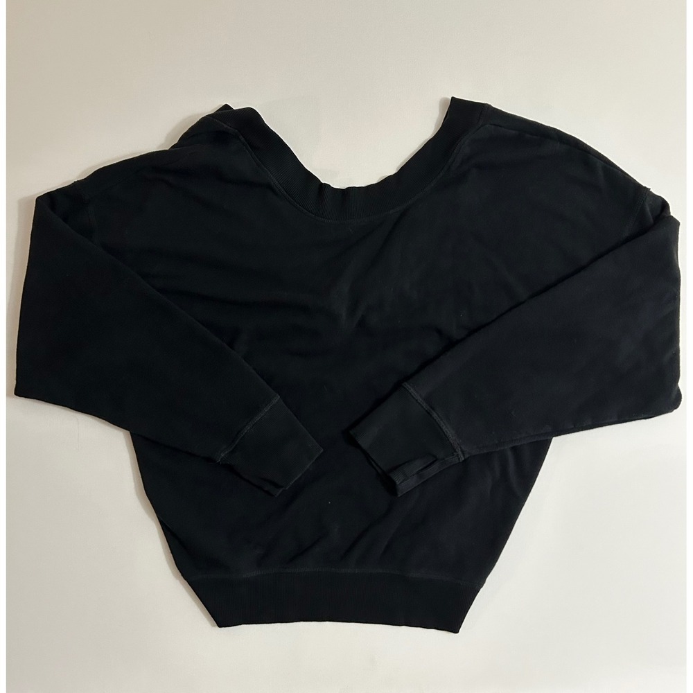 Aerie Offline Twist-Back Sweatshirt Black Long Sleeve Fleece Pullover Womens L